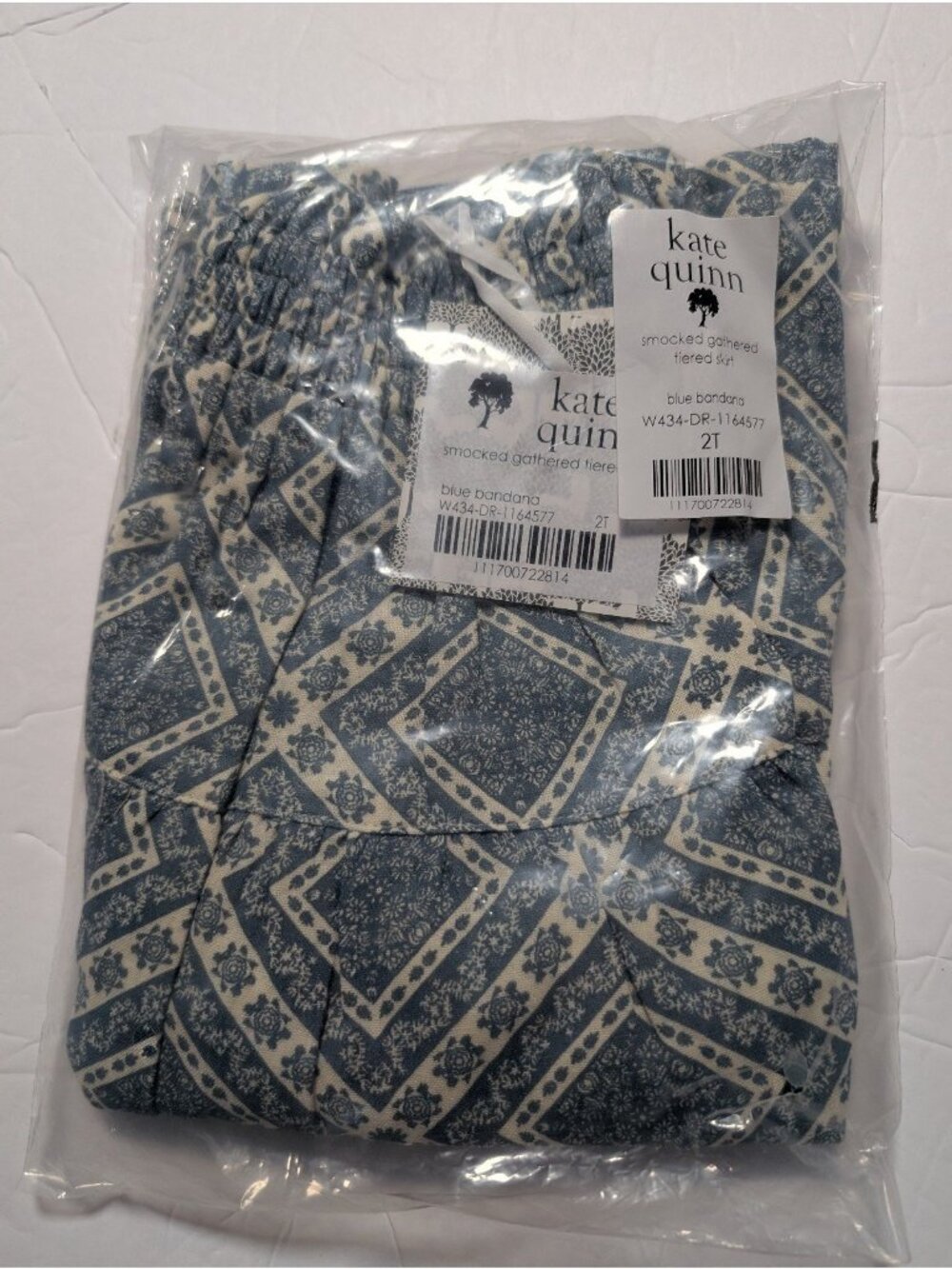 Kate Quinn Organic Cotton Gauze 2T Maxi Skirt Blue Bandana Ranch